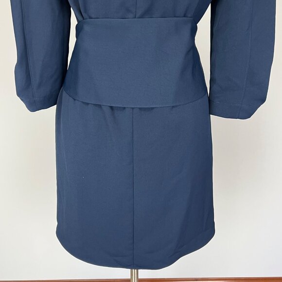 Tibi Womens Blue Shirred Sleeve Shift Dress Removable Belt size 4 - Picture 7 of 13